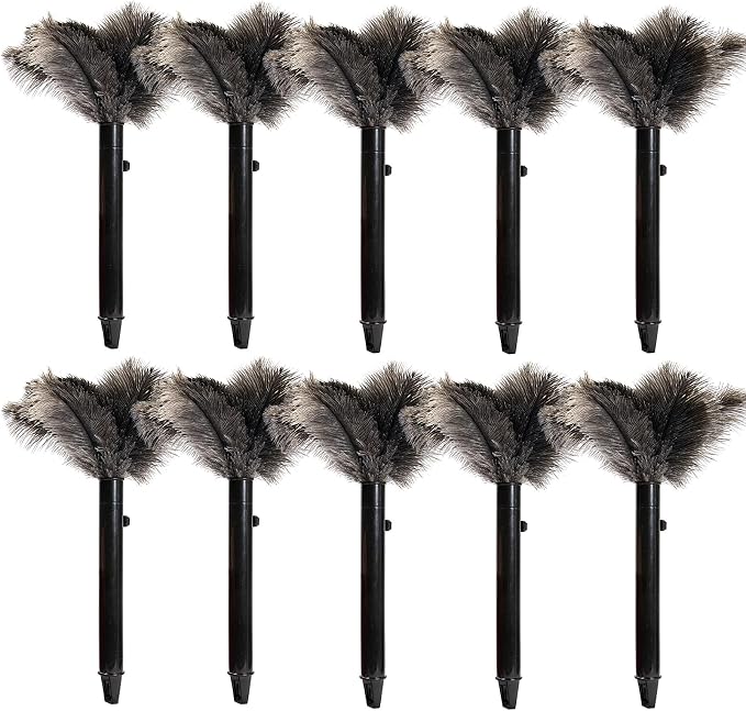 Retractable Ostrich Feather Duster for Cleaning, 15 Inch Fluffy and Natural Feather Duster with Retractable Handle， Reusable Eco-Friendly Handheld Cleaning Supplies (10 pcs)