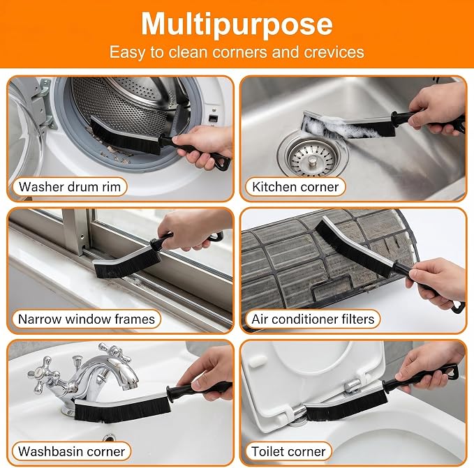 4Pcs Hard Bristle Crevice Cleaning Brush Grout Scrub Brushes Multifunctional Small Cleaning Tool House Deep Cleaninng Supplies for Bathroom Shower Kitchen Tile Window Narrow Spaces Sink Home Essential