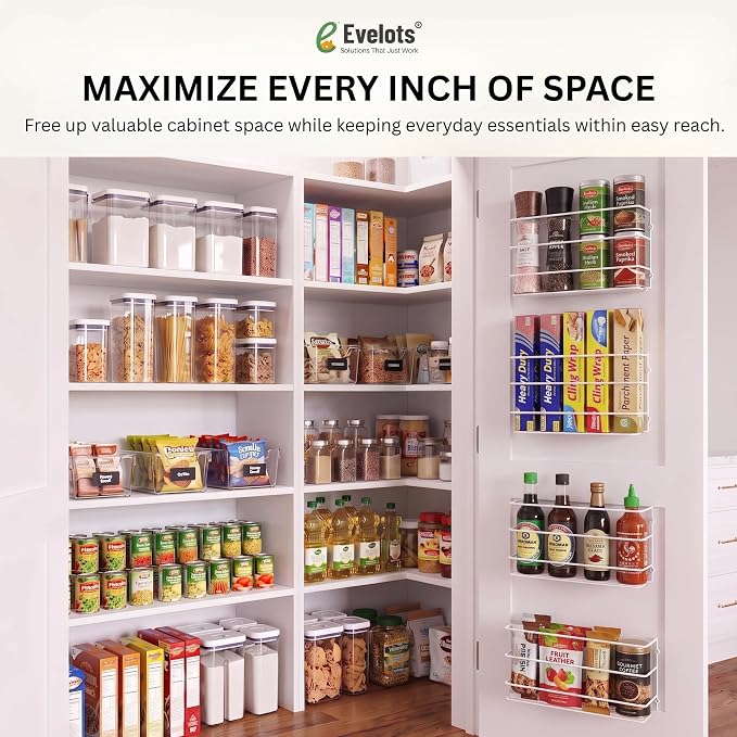 Evelots Kitchen Wrap & Food Bag Organizer Basket, Wall or Cabinet Door Mount, 1-Pack - White