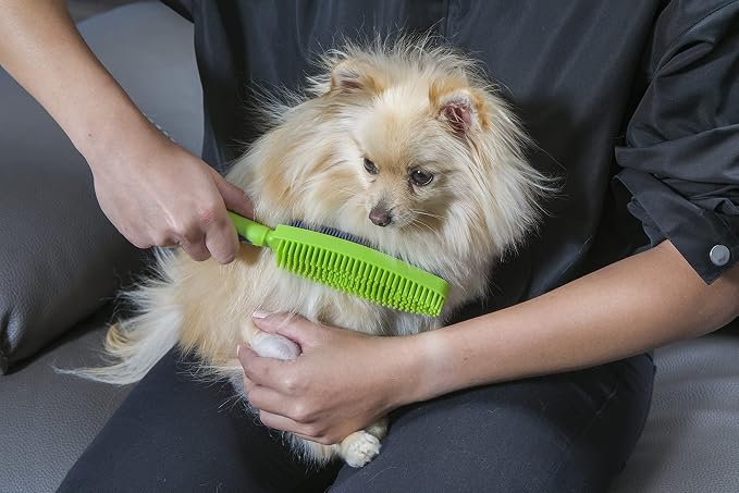 FURemover Duo Pet Hair Rubber Brush, Dual Sided to Easily Remove Fur and Lint from Clothing and Upholstery, Thick Bristles Groom Dogs and Cats, Easy to Clean, Colors May Vary