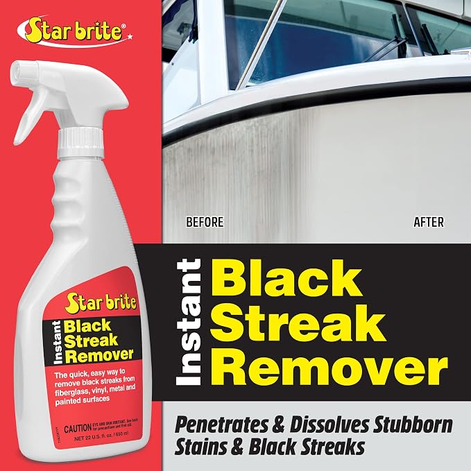 Star brite Instant Black Streak Remover - Dissolve Grease, Oil, Smoke & Exhaust Stains on Fiberglass, Vinyl, Metal, Plastic & Painted Surfaces - Spray On, Wipe Off