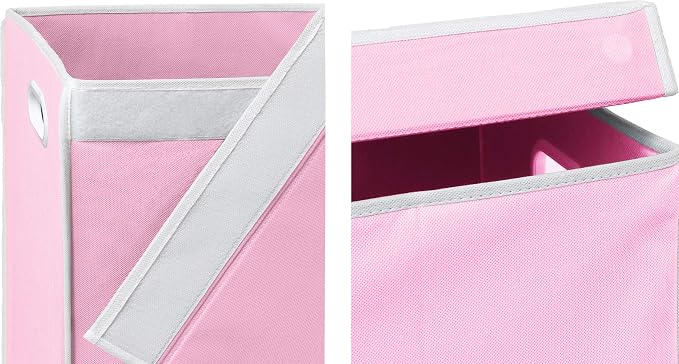 Simple Houseware Double Laundry Hamper with Lid & Removable Bags, Pink