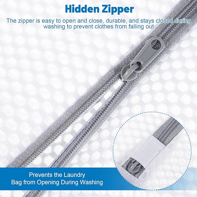 3-Pack Durable Honeycomb Mesh Laundry Bags for Delicates, M + L + XL | 120gsm Honeycomb Mesh, Sturdy Zipper, Protect Delicates, Reusable, Washer & Dryer Safe, For College, Dorm, Home and Travel