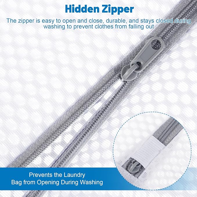 4-Pack Durable Honeycomb Mesh Laundry Bags for Delicates, 12 x 16 Inches | 120gsm Honeycomb Mesh, Sturdy Zipper, Protect Delicates, Reusable, Washer & Dryer Safe, For College, Dorm, Home and Travel