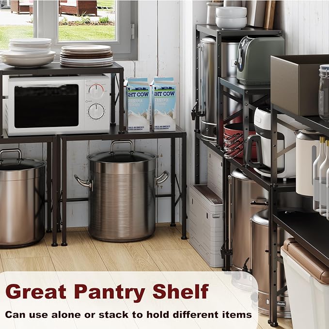Expandable 110 LBS Heavy Duty Storage Shelves,Metal Shelving Unit for Pots Pans Microwave Small Appliance,Adjustable Storage Rack Shelf Organizer For Kitchen Garage Warehouse Cabinet Closet Pantry