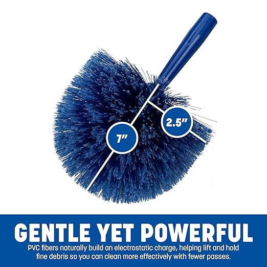Sparta Round Duster Head, Soft Flagged Bristles, 9 Inch, Blue | Flo-Pac, Electrostatic Bristles, Ceilings and Corners, Handle Sold Separately, BPA Free