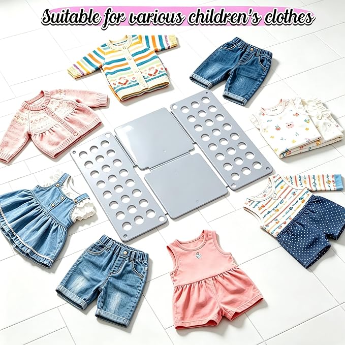 Mini Toddler Shirt Folding Board - Ages 1-7 Gray, Builds Independence | great for Montessori laundry, lightweight PP, smooth rounded edges, quick & simple, develops confidence & skills, stores flat