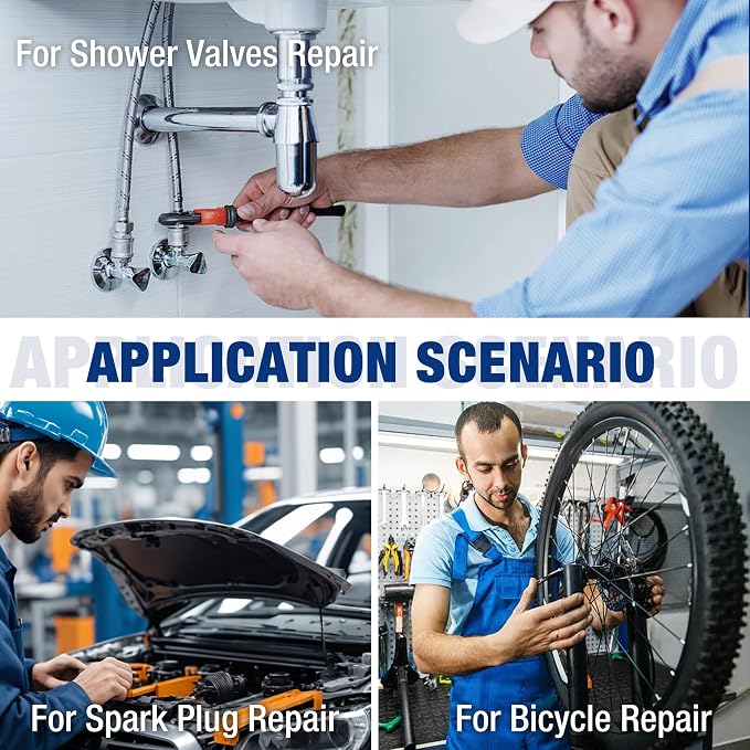 WORKPRO 9-Piece Shower Valve Socket Wrench Set with Bar Handle | Dual-Ended Socket Wrench for Bathroom Removal of Tub and Shower Valves, Home Plumbing Repairs, Double-Ended, Storage Bag
