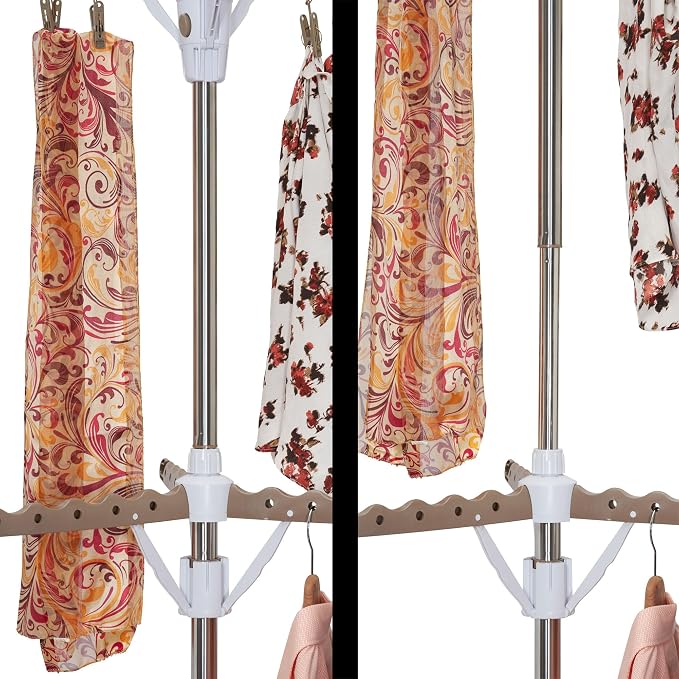 Household Essentials 2 Tier Tripod Clothes Drying Rack, Air Dryer and Garment Rack, Use to Dry Laundry or Hang Clothes, Portable and Compact, Tan