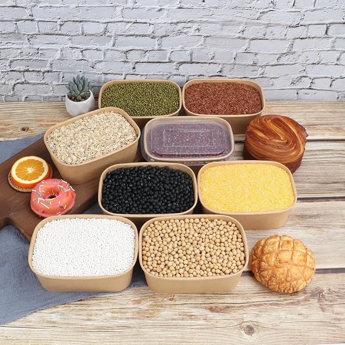 28 oz Disposable Kraft paper bowls with lids Food container 50 Pack