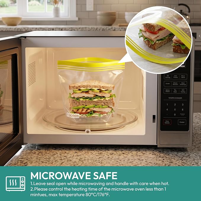 24 Pack Reusable Food Storage Bags Stand Up, Dishwasher Safe BPA Free Gallon Freezer Bags, Extra Thick Leakproof Ziplock Sandwich Snack Bags for Meal Prep Travel（8 Gallon,8 Half Gallon, 8 Sandwich)
