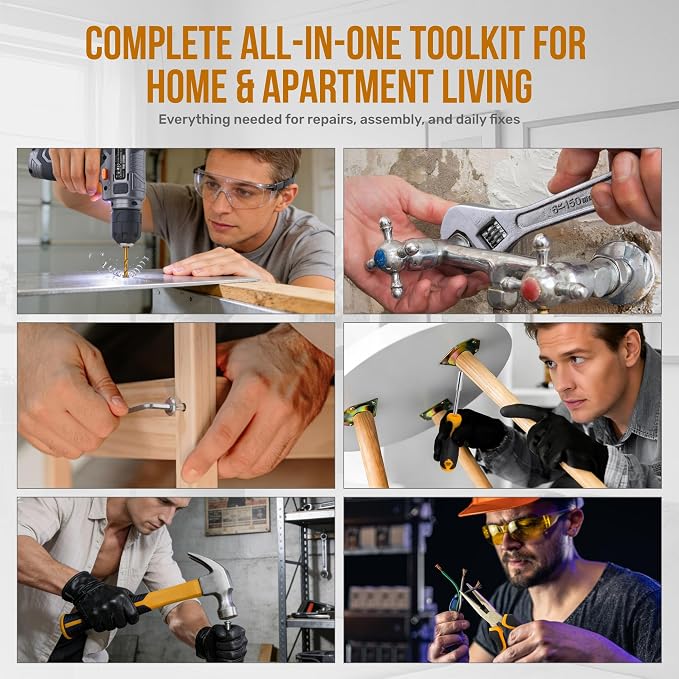 Hi-Spec Tool Kit with 8V Cordless Drill Set with Toolbox for Home DIY | Complete DIY Tool Set, Essential Everyday Home Repair & Maintenance, USB Rechargeable Electric Drill, Compact Toolbox Case