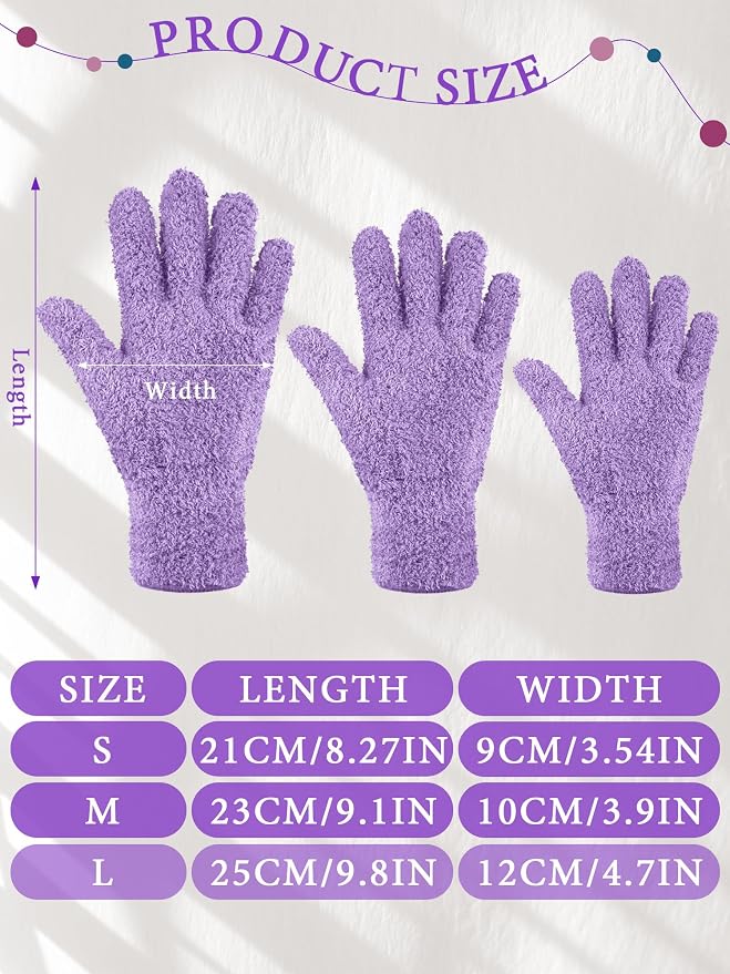 Patelai 3 Pairs Microfiber Plant Dusting Gloves Leaf Cleaning Gloves for Indoor Plants, Blinds, Furniture, House (Reddish Violet,Blue,Purple,Large)