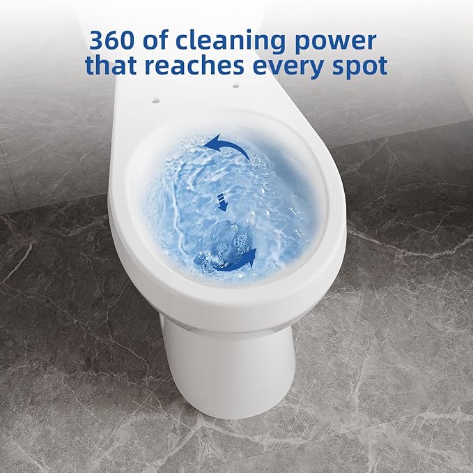 Two-Piece Toilets for Bathrooms, Extra Tall Toilet with 21" Height, Round with Soft Close Seat, Power Flush 1.28 GPF