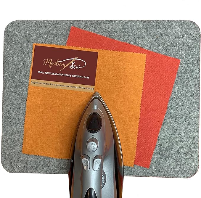 Madam Sew Natural Wool Pressing mat for Quilting |100% Wool Felt Ironing Pad | Wool Ironing Mat for Quilters,Crisp Seams on Quilt Blocks,Sewing Projects & Embroidery- Ironing mat for Sewing XL17”x24”