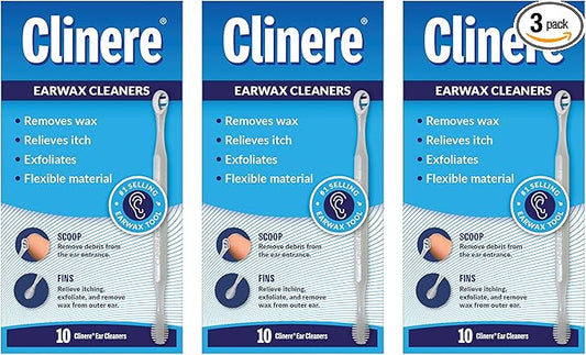 Clinere Ear Cleaners, Gentle Canal Cleaning and Ear Wax Removal Tool, Itch Relief, Exfoliates, 30 Count