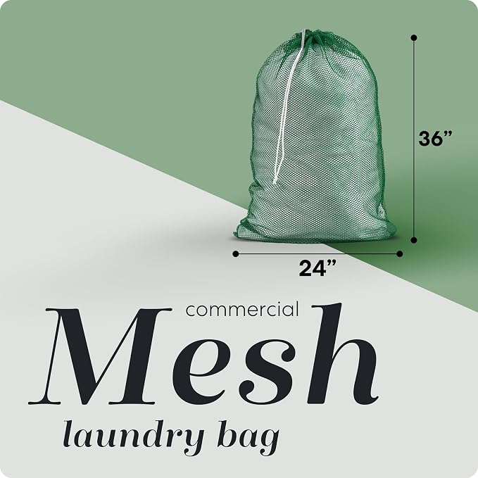 Handy Laundry Mesh XL Laundry Bags - Durable, Machine Washable with Secure Drawstring Closure - Perfect for College Dorms, Laundromats, Apartments (Green, Large 24" x 36") | XL 24x36 Mesh Laundry Bag, Secure Drawstring, Heavy Duty, Machine Washable, fo...