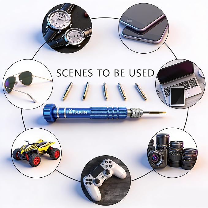 5-in-1 Multifunctional Small Screwdriver, PTSLKHN S2 Steel Magnetic Screwdriver Kit for Eyeglass, Sunglasses, Electronics, Cellphone, Jewelry and More
