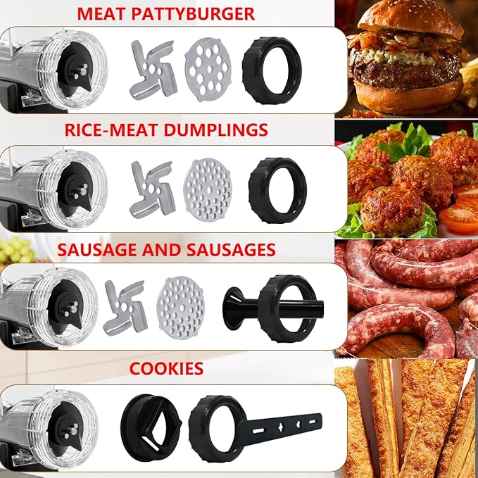LHS Manual Meat Grinder with Stainless Steel Blades Heavy Duty Powerful Suction Base for Home Use Fast and Effortless for All Meats-Black