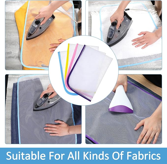 Teaaha Protective Pressing Cloth for Ironing, 4 Pack Ironing Clothes to Protect Clothes, Protector Insulation Mat Scorch Saving Mesh Iron Board Cover Pad Press Cloth Scorch Iron Cloth(4 Colors)