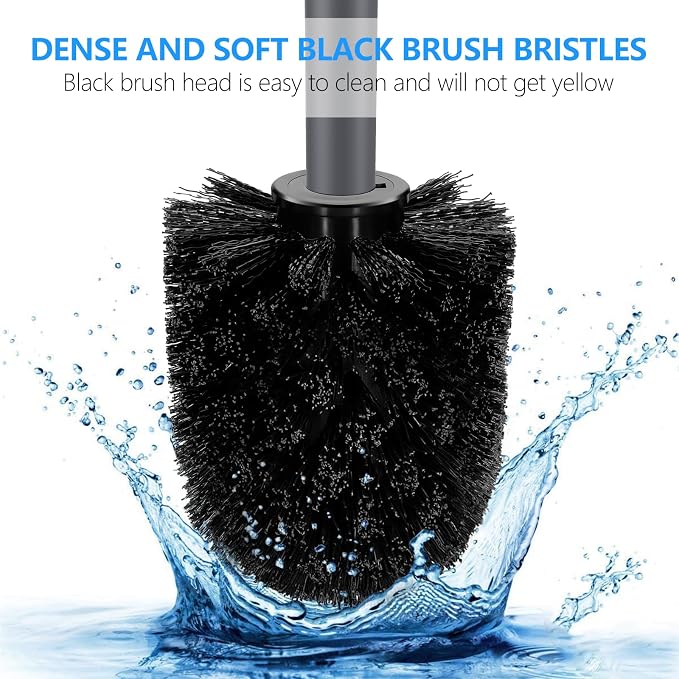 SetSail Toilet Brush, Compact Size Toilet Bowl Brush and Holder Toilet Brushes for Bathroom with Stainless Steel Handle Toilet Cleaner Brush with Durable Scrubbing Bristles, 2 Packs-Grey