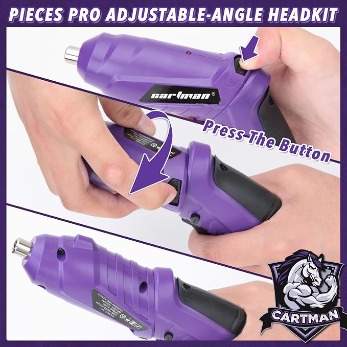 CARTMAN 149PCS Tool Set, Purple Cordless Screwdriver, Home Repair Tool Kit | Complete tool assortment with cordless screwdriver for home repairs, office fixes, furniture setup crafting, and daily tasks.