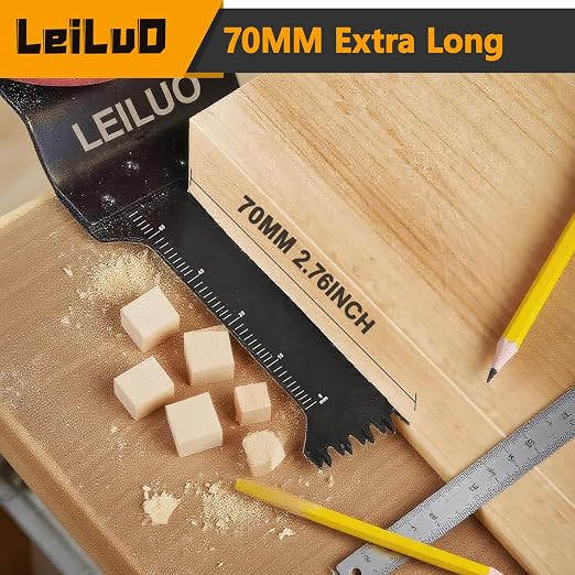 15 Pcs Oscillating Tool Blades Set Japanese Tooth & 70mm Extra Long Titanium Multitool Blades Fast Cut Oscillating Saw Blade for Wood & Metal Compatible with DeWalt Makita Milwaukee and More