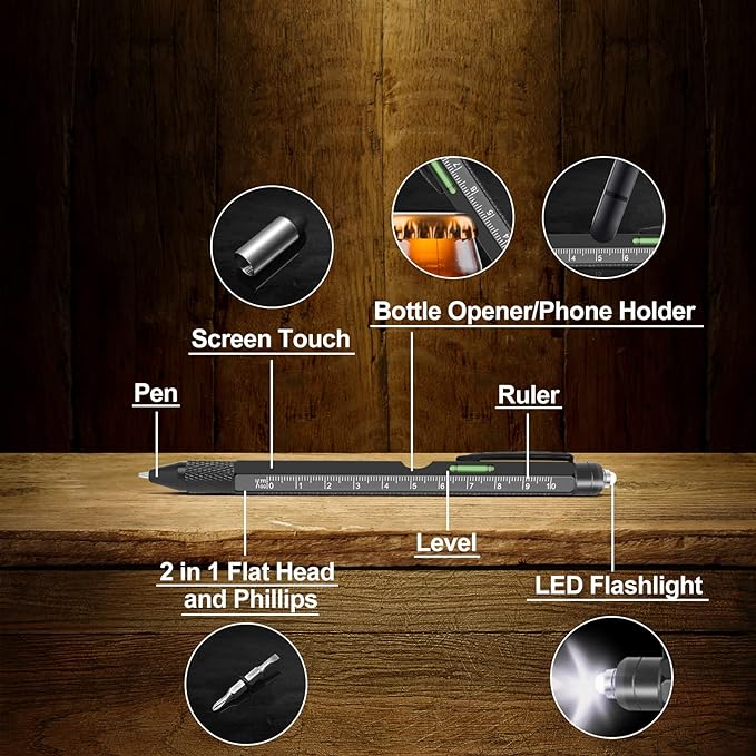 Birthday Gifts for Men, 9 in 1 Multitool Pen Mens Gifts for Him Dad | Stocking Stuffers for Men Adults, Birthday Christmas Gift for Adults, Mens Gift for Him Dad Boyfriend, Cool Gadgets Tools