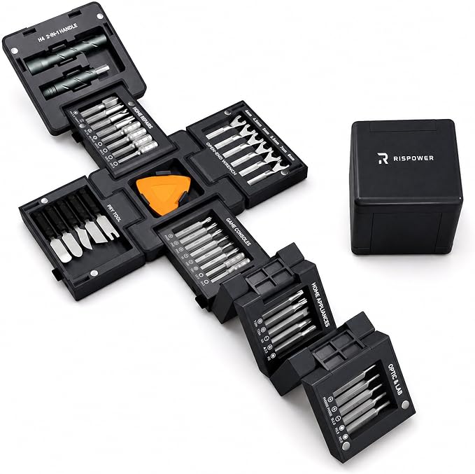 55-in-1 Magnetic Precision Screwdriver Set, Tool Cube Kit, Electronics Repair Kit with Screwdriver Bits, Wrenches, Pry Tools for Phone, Laptop, Appliances, Game Consoles, Glasses & DIY