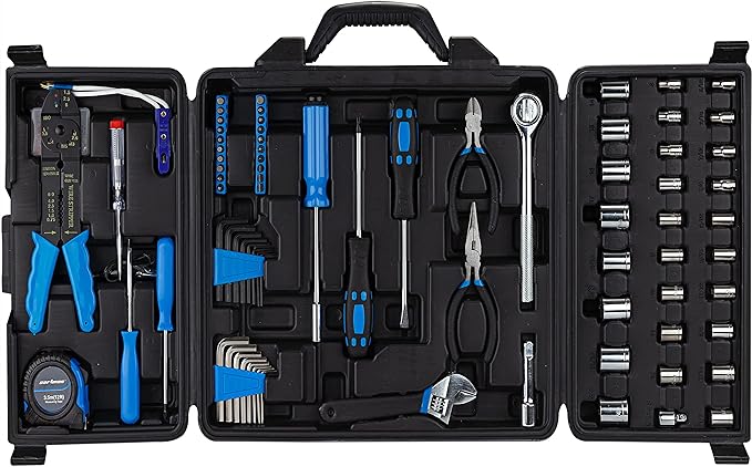CARTMAN 122-Piece Auto Tool Set, Blue Drive Socket Wrench Kit, Storage Case | Versatile socket wrench and tool accessory set for auto checks, home repairs, DIY projects, garage work, and maintenance use.