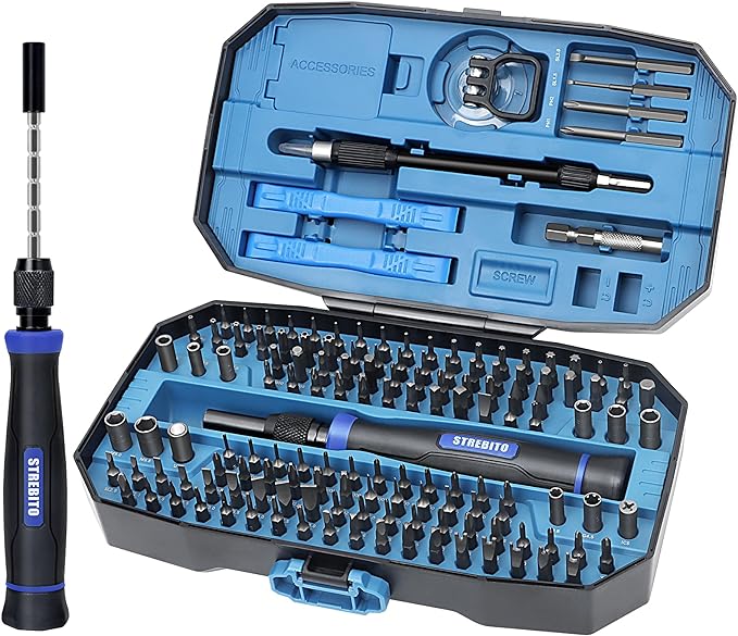 STREBITO Precision Screwdriver Set 153 in 1 Small Magnetic Screwdriver Set | Electronics Screwdriver Set Mini Repair Tool Kit for RC, Computer, PC, Laptop, iphone, Macbook, PS5, Xbox, Jewelers, Glasses