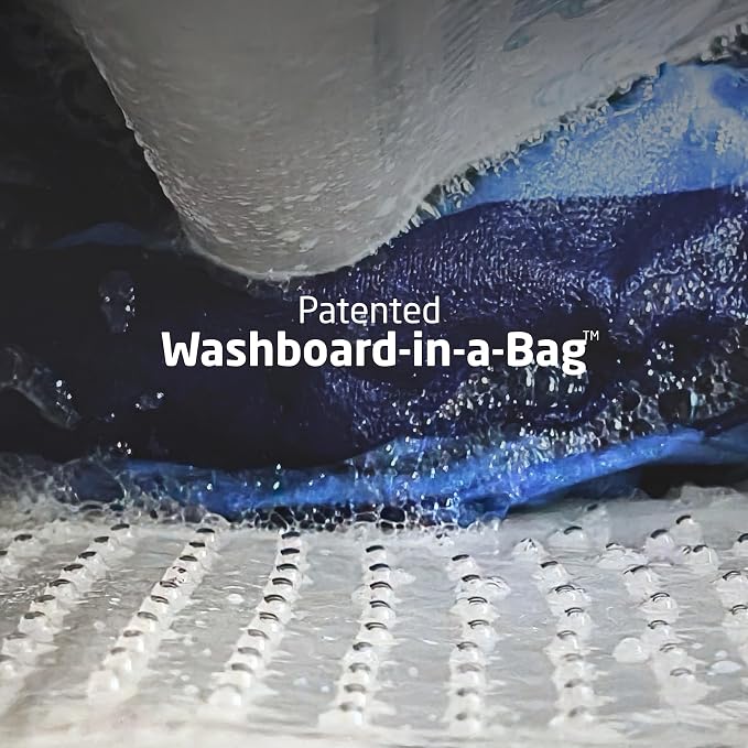 Scrubba Wash Bag Untouched Patented Washboard-in-a-Bag™ 5 oz Travel Washer | Pack Light, Wash Anywhere Fast, Inner Washboard, Machine-Quality Wash, Non-Electric, Recycled Polyester, Sustainable Travel