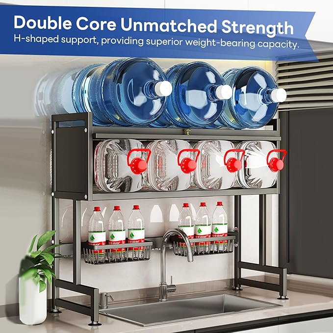 Hdrriozu Over the Sink Dish Drainer Drying Rack 3 Tier with Cover | Rust resistant built to last. Easy install simple tools. Holds all dishes glasses bowls. Space saving over sink tidy kitchen.