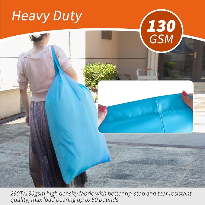Extra Heavy-Duty Laundry Bag with Handles, Gulf Blue, 28x36" | Extra Large, Name ID Tag, Machine Washable, Reinforced Handles, Drawstring Closure, For College Dorm Travel