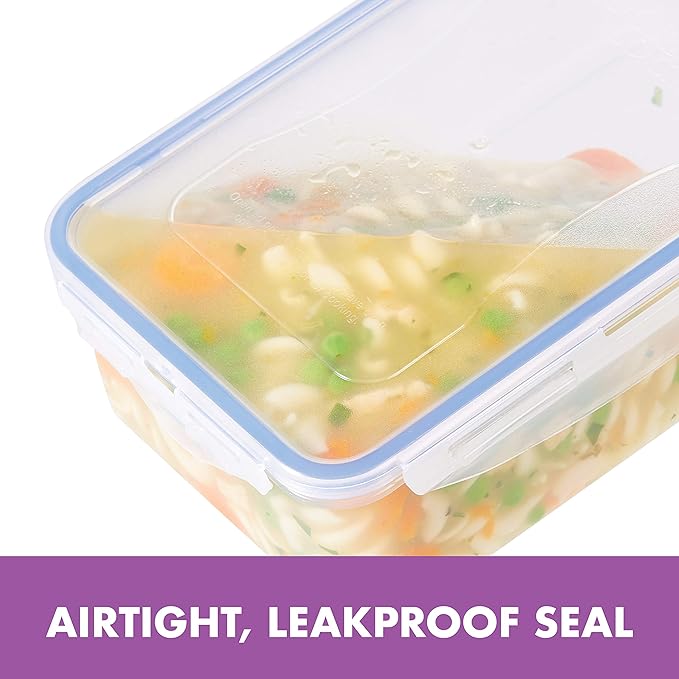 LOCK & LOCK Easy Essentials Food Storage lids/Airtight containers, BPA Free, 10 Piece - Square, Clear (Pack of 3)
