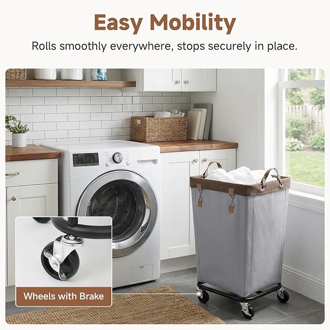 StorageWorks 160L Laundry Basket with Wheels, Rolling Hampers for Clothing