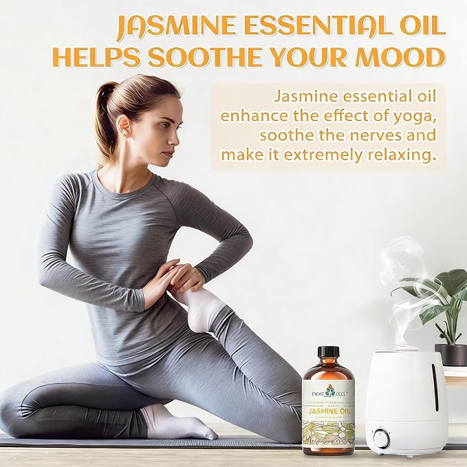 EVOKE OCCU Jasmine Essential Oil for Diffuser, Cleaning & Air Freshening | Mild Floral Aroma For Relaxation, Purify Air, Perfect For Spray & Diffuser Daily Use - 4 Fl Oz / 118ML
