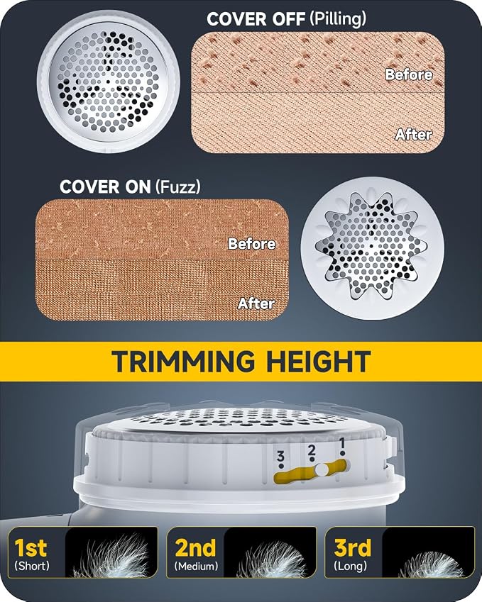 Ruidla Fabric Shaver Lint Remover, Sweater Shaver to Remove Pilling | Lint Shaver with 2-Speed Power Adjustment, Fuzz Shaver for Clothes Balls-Battery Operated, Easy Removable Bin for Fuzz(Grey)