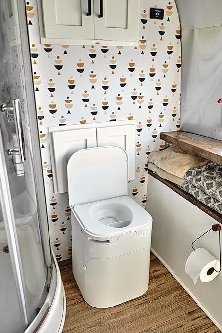 OGO Origin Composting Toilet – 12V Electric Agitator, Urine Diverting RV Toilet for Van Life, Tiny Home & Boat – 15" Compact, Odorless Off-Grid Toilet, No Black Tank