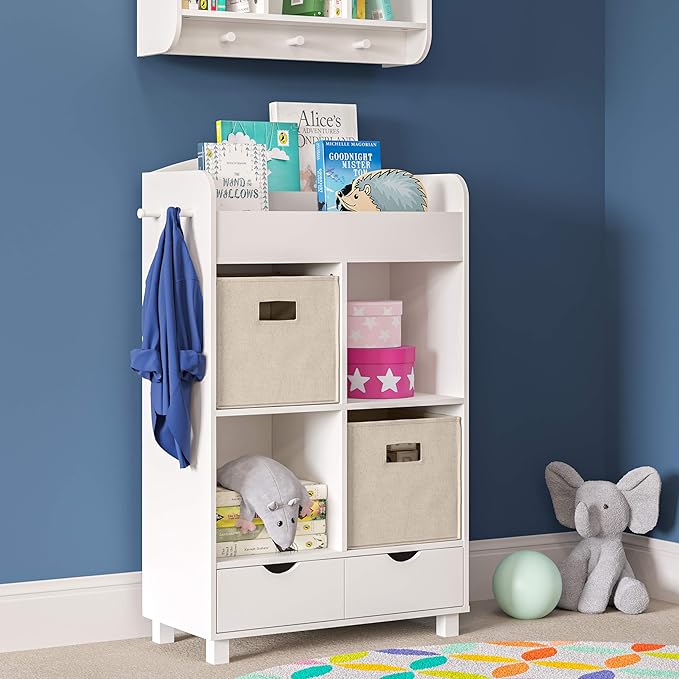 RiverRidge Folding Storage Bins with Handles Taupe Cube Storage Organizer for Closet, Bedroom & Playroom - Closet Organizers and Storage Set of 2