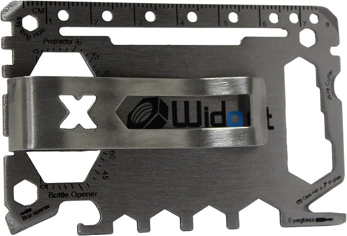 W4W, Multi purpose survival Pocket tool - 43 in 1 - credit card wallet size Ninja Multitool With Money Clip (Silver)