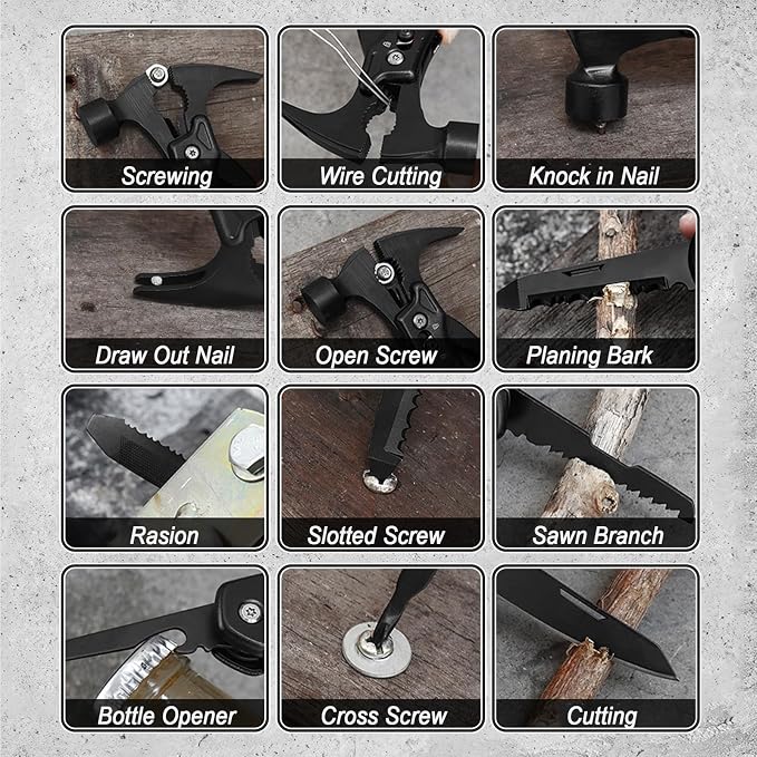 12-in-1 Pocket Knife Multitool with Hammer, Pliers & Screwdriver | Includes a saw, dual safety locks and nylon sheath for secure, organized carry on camping, hiking and DIY trips.