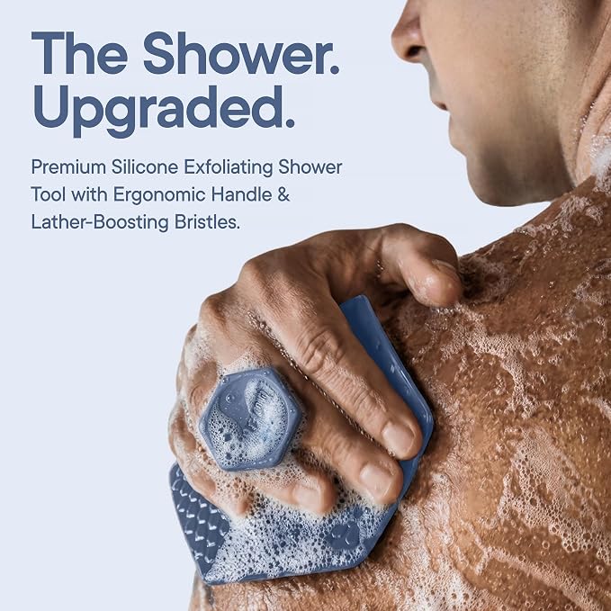 TOOLETRIES Silicone Body Scrubber 2.0, Loofah Alternative - Glacier | Gentle exfoliating shower scrubber that's quick drying, hygienic and longer lasting than traditional loofahs.