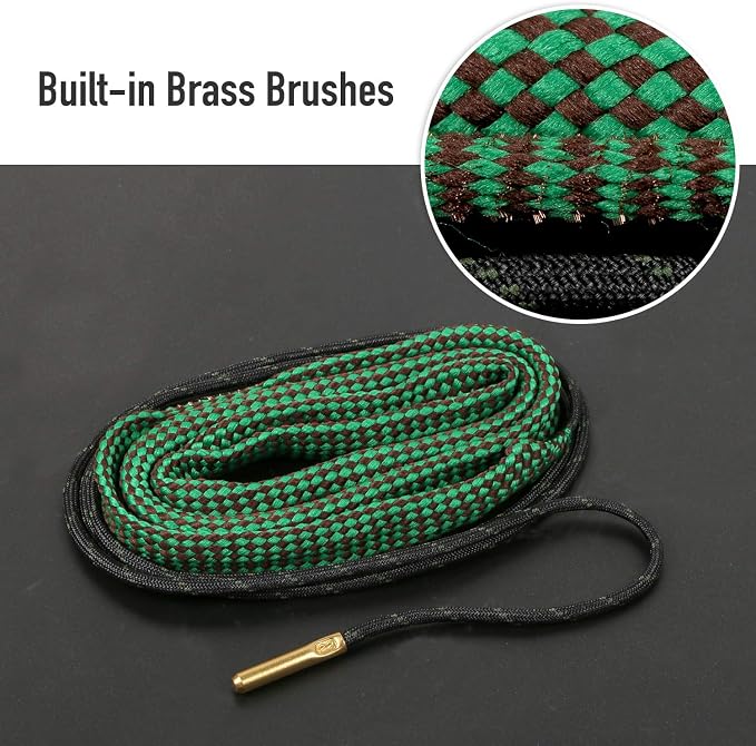 2Pack/3Pack Bore Rope Brush Gun Cleaner Cleaning Snakes, Barrel Snake for 5.56mm/.223/.22/9mm/Cal .380/12 GA/. 30 Cal/.308/.44 Cal. Rifle Shotgun Gun Cleaning(Choose Your Cal)