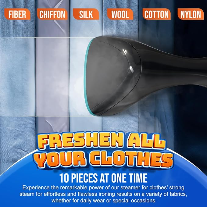 Steamer for Clothes, 1800W Handheld Clothes Steamer for Quick Wrinkle Removal with 15s Fast Heat-Up, 3 Steam Modes, 300ml Tank, Portable Garment Steamer with Brush & Glove for Home, Travel, Office