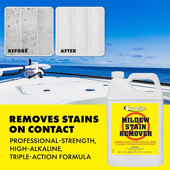 STAR BRITE Mold & Mildew Stain Remover + Cleaner | Buffered bleach removes stains on contact, works on awnings, fiberglass, wood, vinyl upholstery and Sunbrella fabrics