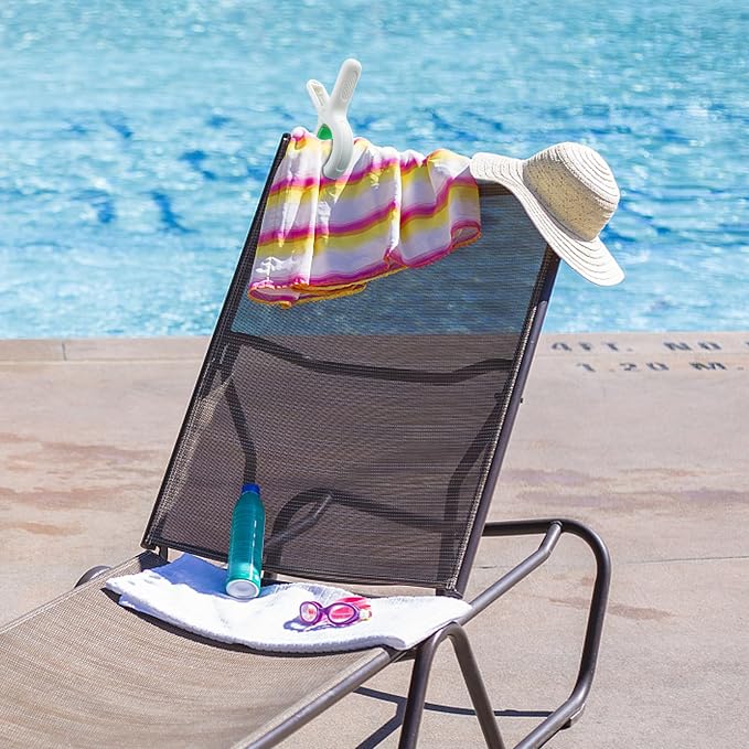 Beach Towel Clips for Beach Chairs Cruise, Strong Grip Clothes Pins Non-Slip Pool Chair Clips Plastic Quilt Drying Pegs for Laundry Towel Clothes Blankets Set of 8, with Bag(Orange+Green)