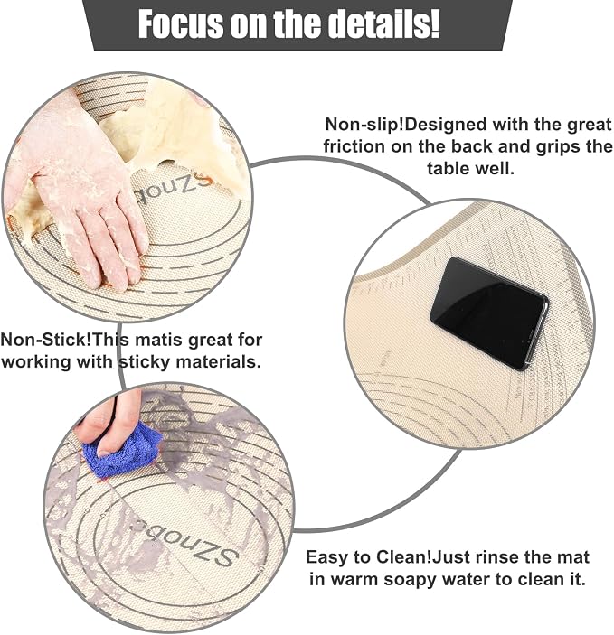 Silicone Pastry Mat 34X26 inch Baking mat Perfect for Dough, Pastry, Pie Crust, Fondant, Cookies, Bread, Pasta/Pizza,Pastry Board, Kitchen Counter Mat