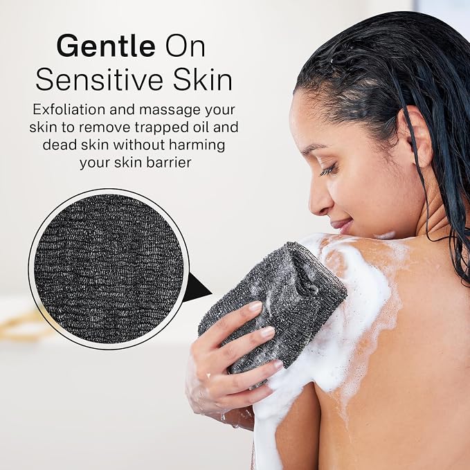 Yiclick Exfoliating Washcloth Towel, Japanese Exfoliating Bath Wash Cloth for Body Exfoliation, Korean Back Scrubber Washer for Shower, African Net Sponge Brush Loofah Exfoliator