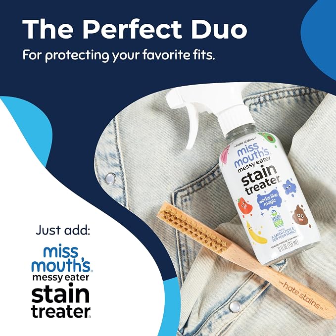 Miss Mouth's Messy Eater Laundry Brush for Stain Treating Fabrics | Gentle Fabric Scrub Brush for Spot Cleaning, Pre-Treating Stains & Delicates